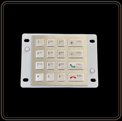 16 Keys Metal Numeric Keypad Stainless For Telecommunication Equipment