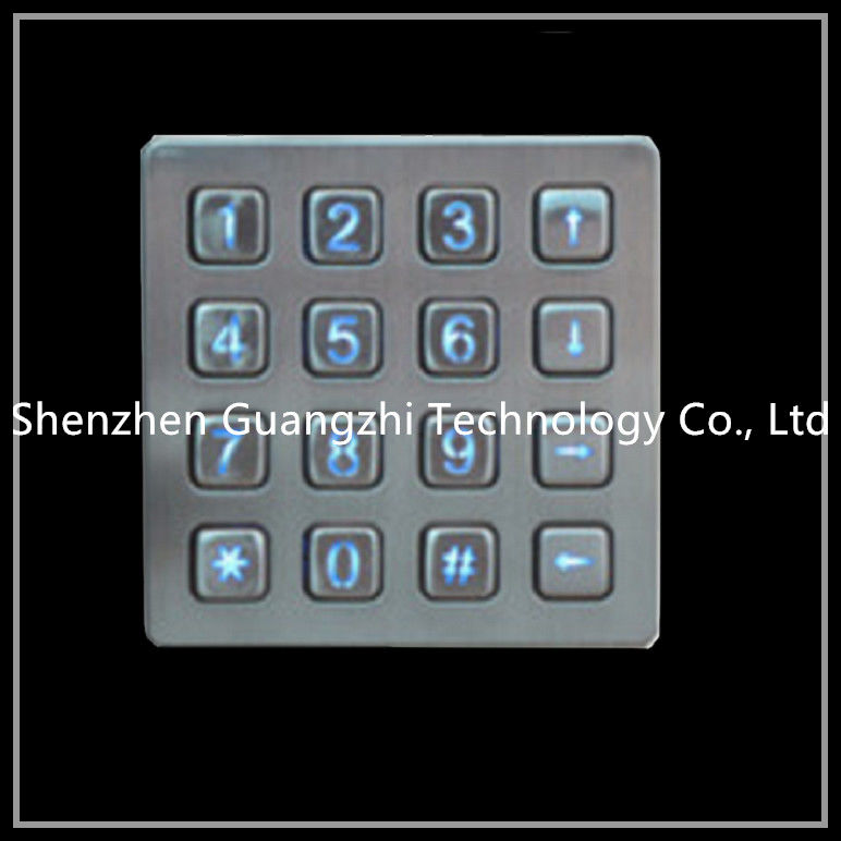 Backlight Type Metal Numeric Keypad , 4x4 Matrix Keyboard For Vending Machine